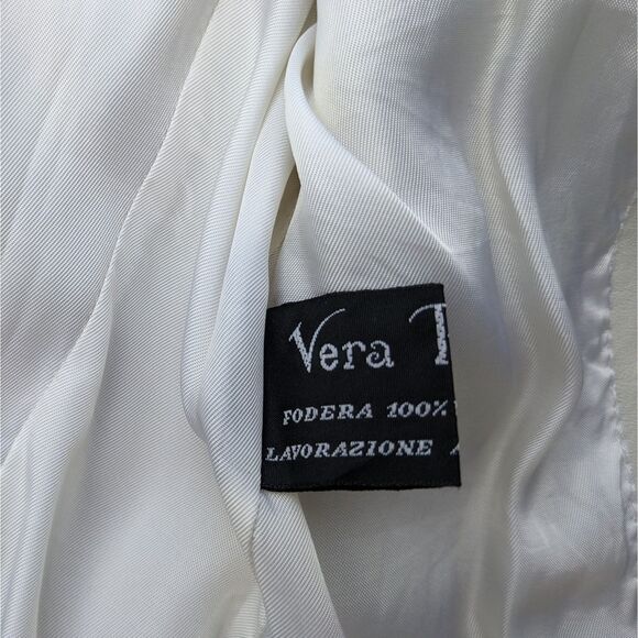 Vintage LEATHER Made In Italy White Crop Jacket/Blazer w/Pockets, Buttoned Cuffs - Picture 7 of 11